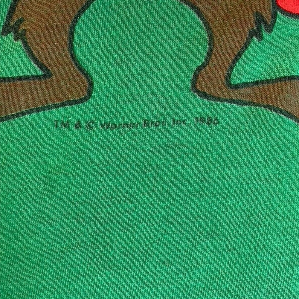 Vintage Christmas T-Shirt (M) 80s Single Stitch Looney Tunes Taz Devil Santa - Picture 10 of 10